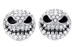 Nightmare Earrings – Halloween Jack Skellington Before Christmas Silver Crystal Horror Earrings for WomenSilver Crystal Earrings